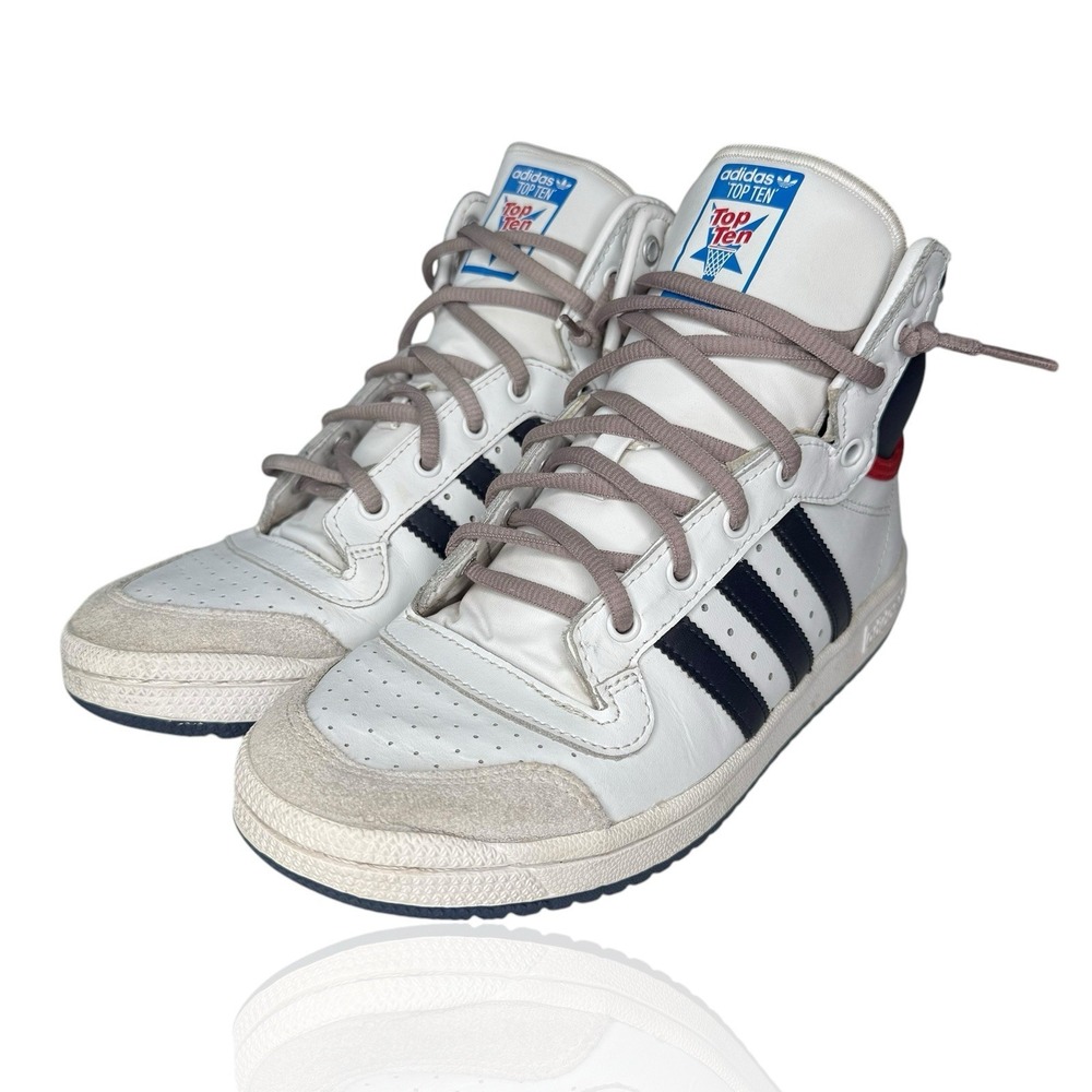 Adidas Originals Top Ten Hi Trainers White Blue Red D74481 Men's Size‎ 6 - Picture 6 of 10